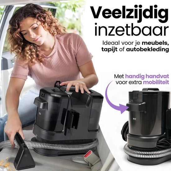 Nettoyeur de tapis Hendriqs® 3-1 à 65 °C avec fonction anti-obstruction | Puissance d'aspiration la plus élevée de sa catégorie - Nettoyeur portable pour éliminer les taches sur les canapés, les textiles et les matelas - Nettoyeur de canapés avec aspirati