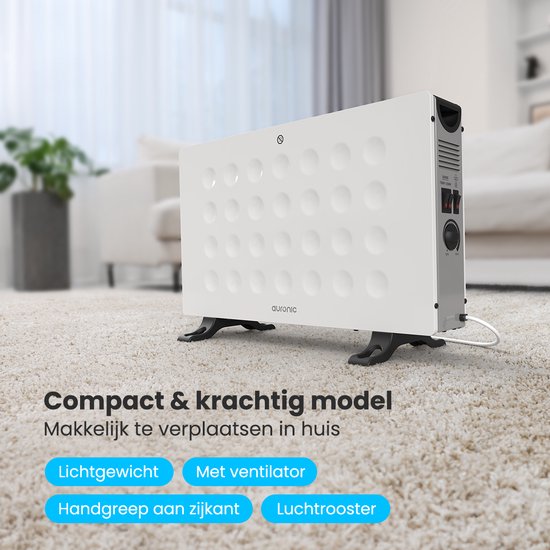 Auronic Convector Heater - 2000W - Ventilateur intégré - Chauffage électrique - Avec thermostat - Chauffage - Blanc