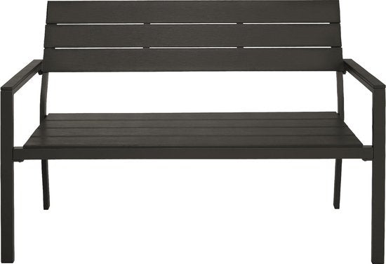 tectake® - Banc de jardin - Banc 2 places avec structure en aluminium et lattes Hi-Impact - Convient pour la terrasse, le parc, le balcon, les meubles de jardin et la maison - Durable, résistant aux intempéries, facile à assembler - Max. 250kg - gris fonc