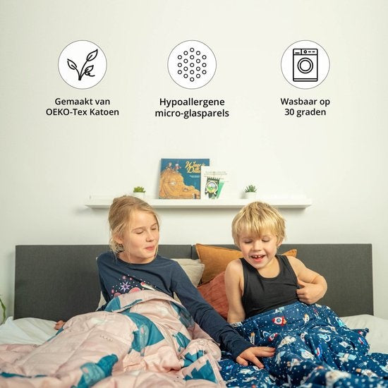 Ella® Couverture lestée pour enfant 3,2kg - 100 x 150cm - Couverture lestée - OEKO-TEX Coton - Espace & Astronautes