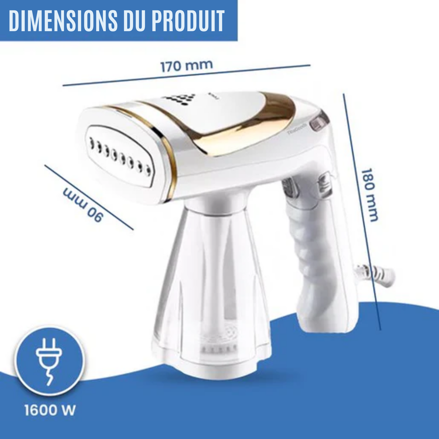 Défroisseur vapeur - TibaGoods - Pour vêtements - Chauffe rapidement - 1600w - 250ml