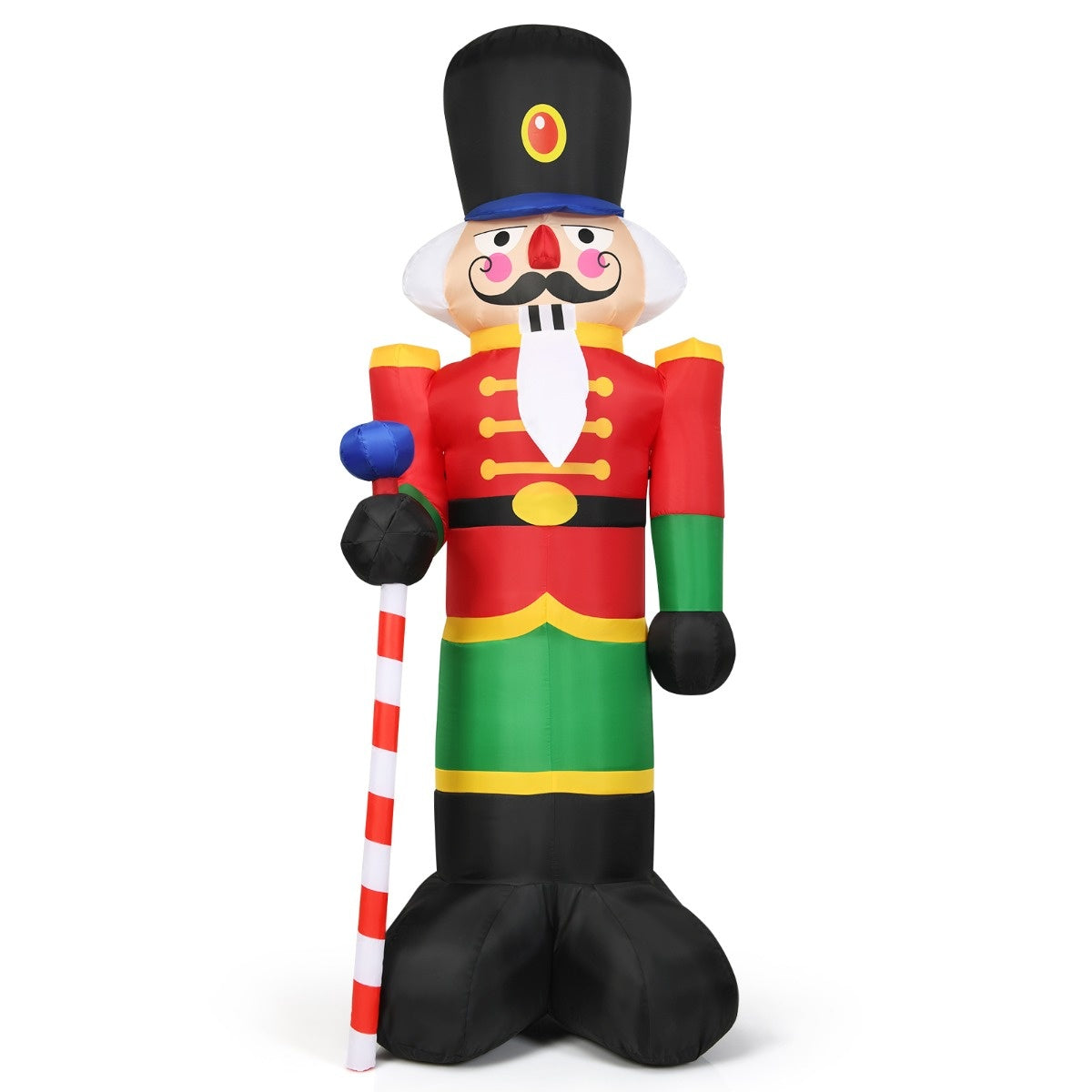 Costway Grand soldat de Noël gonflable Casse-Noisette avec 3 lumières LED colorées - 2.4m