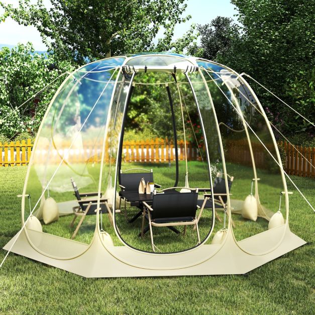 coast 630° transparent tente à bulles 265 x 265 x 190 cm pour 5-6 personnes, beige