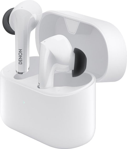 Écouteurs sans fil Denon avec réduction de bruit - Écouteurs intra-auriculaires - Résistants à la transpiration et à l'eau - Blanc