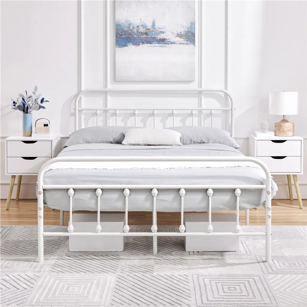 Yaheetech Lot de 2 tables de chevet 40 x 40 x 61 cm - Blanc - Tables d'appoint en bois à 2 tiroirs