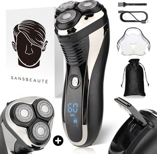 Rasoir 2-en-1 pour hommes avec tondeuse S1111 + tête de rasage supplémentaire - Sansbeaute® - Wet & Dry - Tondeuse de précision - Électrique - Rasoir électrique - Étanche