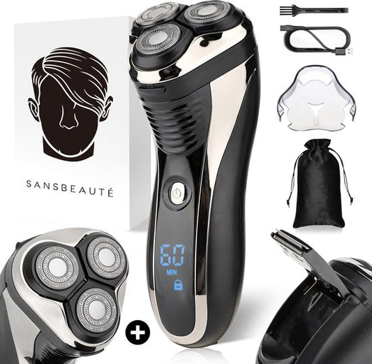 Rasoir 2-en-1 pour hommes avec tondeuse S1111 + tête de rasage supplémentaire - Sansbeaute® - Wet & Dry - Tondeuse de précision - Électrique - Rasoir électrique - Étanche