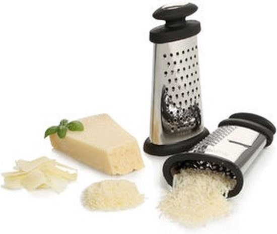 Boska Trio Formaggio - Râpe de table avec 3 méthodes de râpage - Multifonctionnelle - Argent/Noir