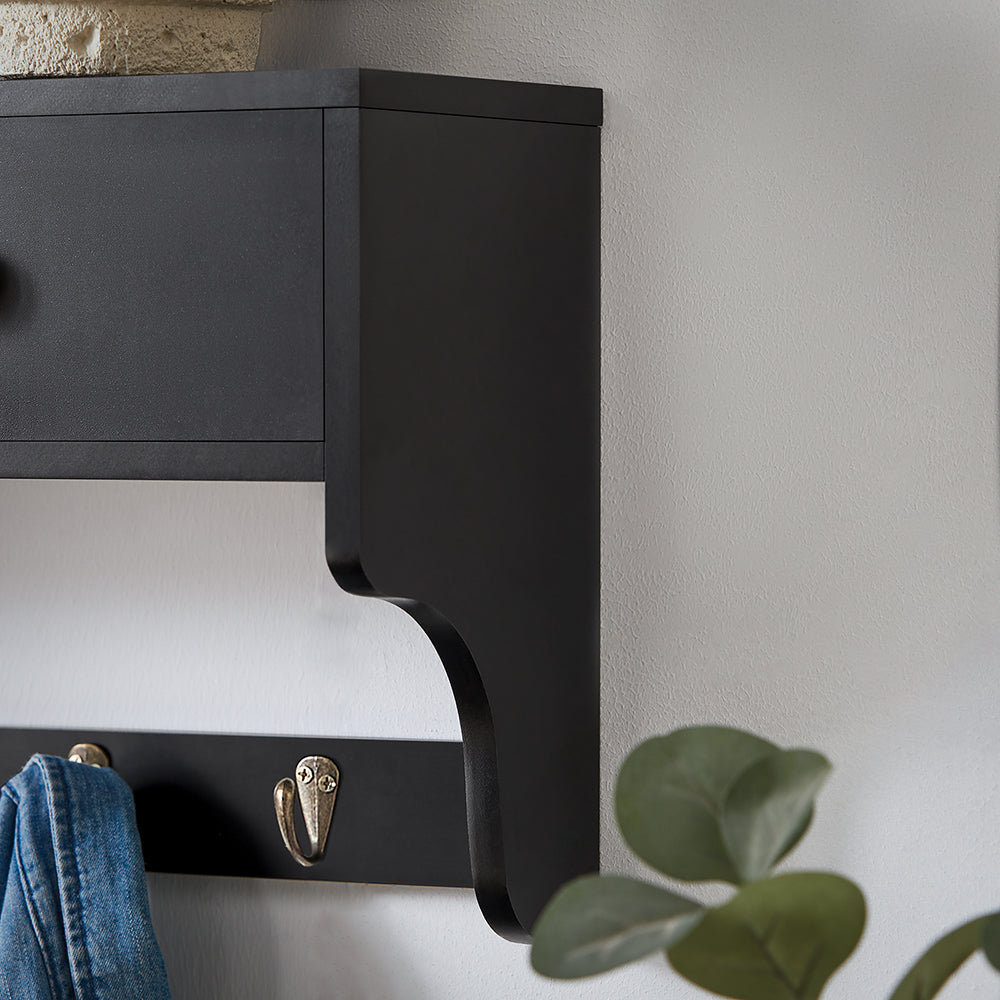 SoBuy FRG178-SCH Armoire murale Armoire murale Étagère suspendue avec 2 tiroirs et 5 crochets