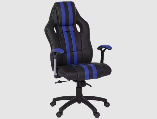Bizzotto Spider Chaise pivotante - Avec accoudoirs - 64,5 x 63 x 111-121 cm - Noir avec bleu