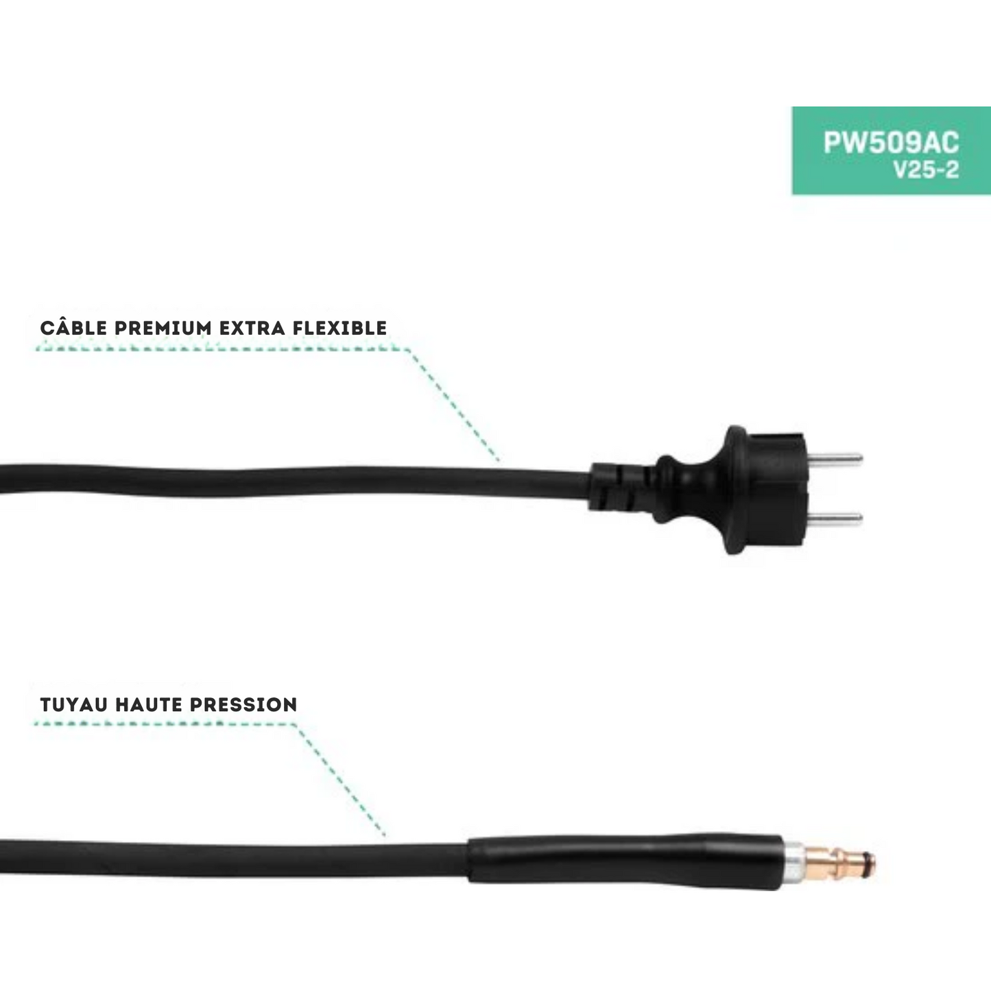 Nettoyeur haute pression - VONROC PRO - V25-2 - 2500W - 195 bar - 468 l/h - Incl. Tuyau de 8 m, enrouleur de tuyau, nettoyeur de terrasse, réservoir de nettoyage et plus