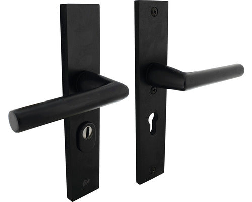 Intersteel - Quincaillerie de sécurité Jura Poignée béquille avec ressort et noyau - 250 x 50 mm - Noir