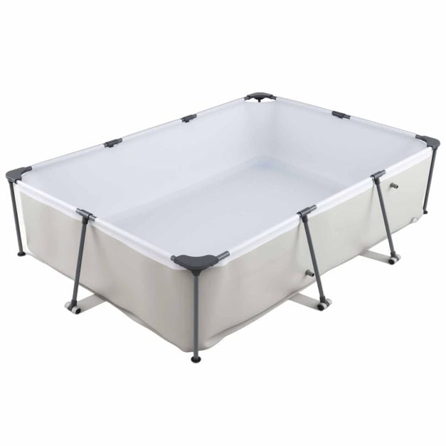 Piscine hors sol Coast avec pompe de filtration – Piscine rectangulaire 300 x 207 x 66 cm – Gris