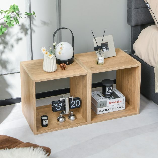 Lot de 2 étagères de rangement 2 cubes de rangement Grille combinée Rayonnage de bibliothèque empilable Rangement pour disques vinyles 38 x 33 x 77 cm