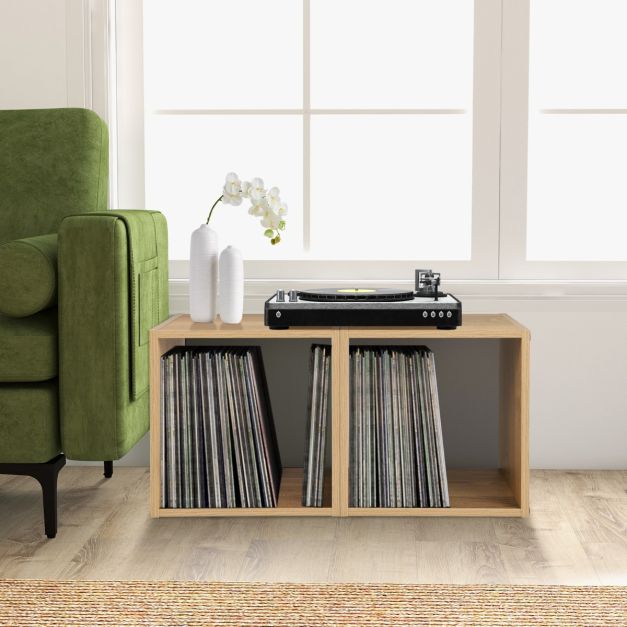Lot de 2 étagères de rangement 2 cubes de rangement Grille combinée Rayonnage de bibliothèque empilable Rangement pour disques vinyles 38 x 33 x 77 cm