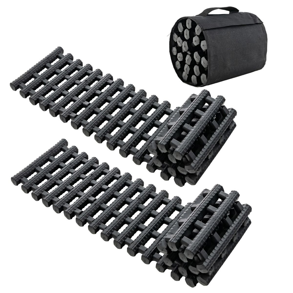 Coast Set de 2 Tapis de Traction pour Voiture - Enroulable - 80 x 21 x 2.8 cm - Noir