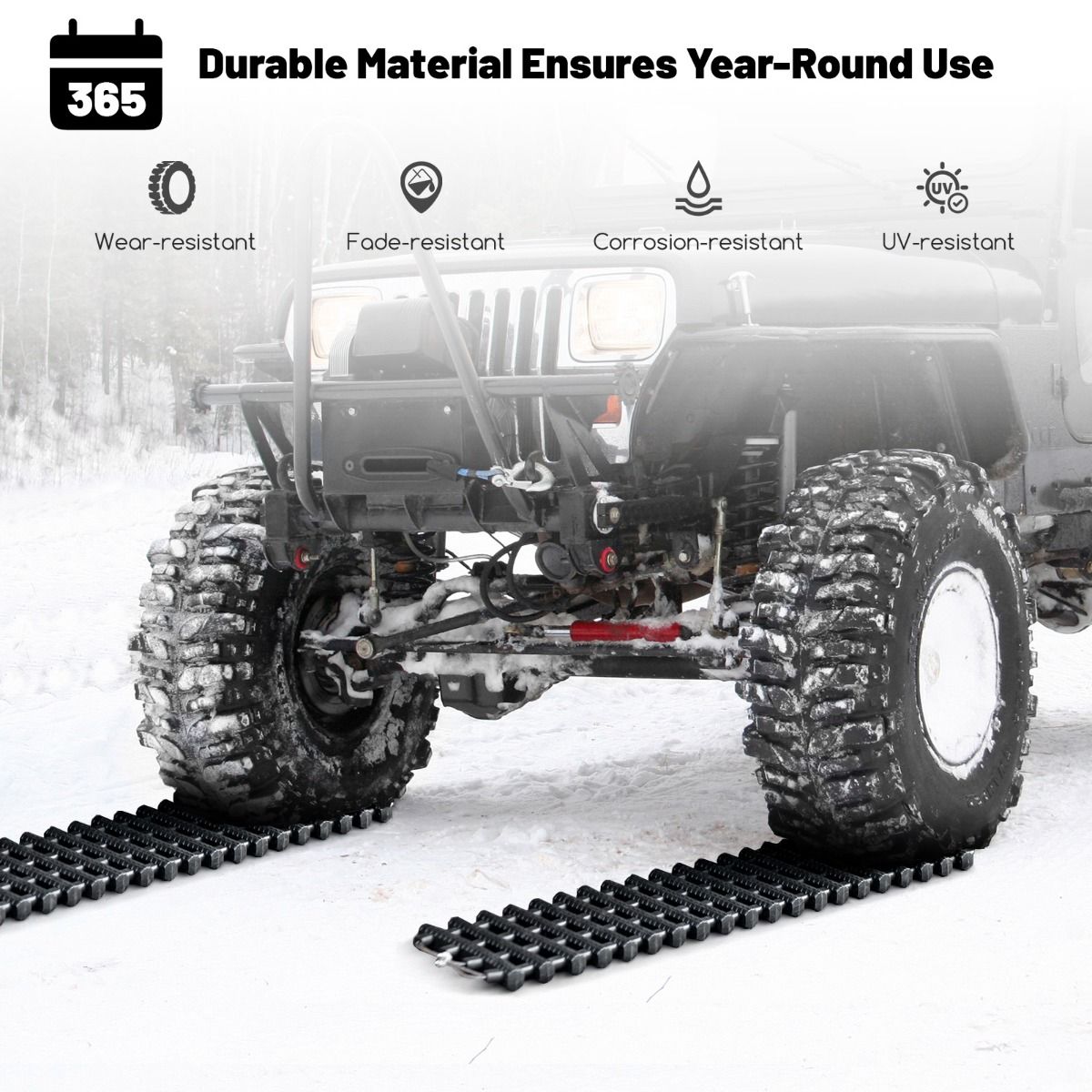 Coast Set de 2 Tapis de Traction pour Voiture - Enroulable - 80 x 21 x 2.8 cm - Noir