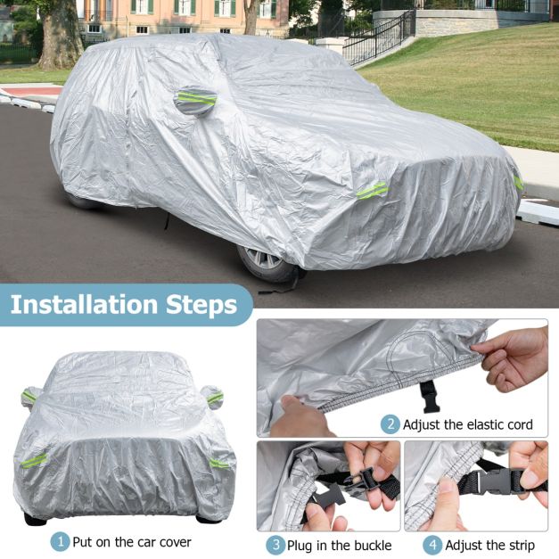 Coast Car Cover Silver - Housse de voiture 3 couches résistante aux intempéries avec fermeture éclair - 492 x 191 x 154 cm