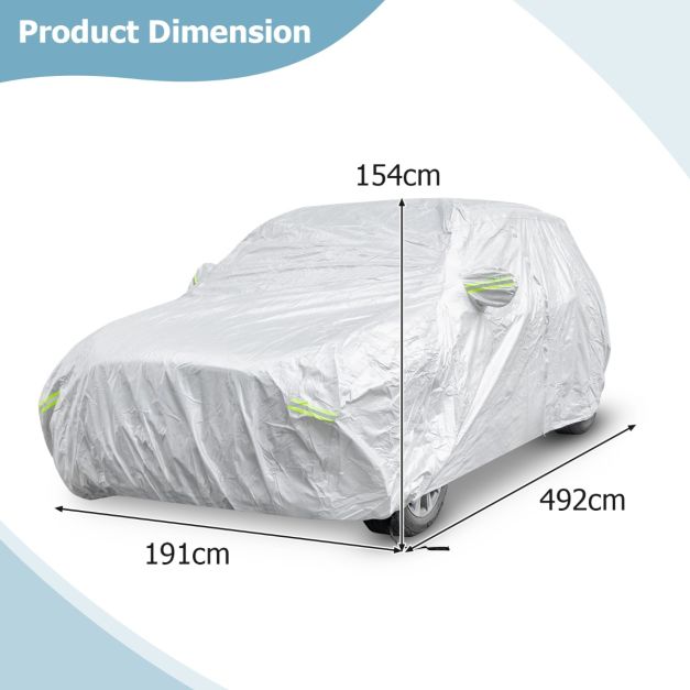 Coast Car Cover Silver - Housse de voiture 3 couches résistante aux intempéries avec fermeture éclair - 492 x 191 x 154 cm