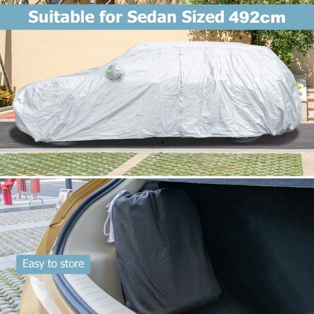 Coast Car Cover Silver - Housse de voiture 3 couches résistante aux intempéries avec fermeture éclair - 492 x 191 x 154 cm