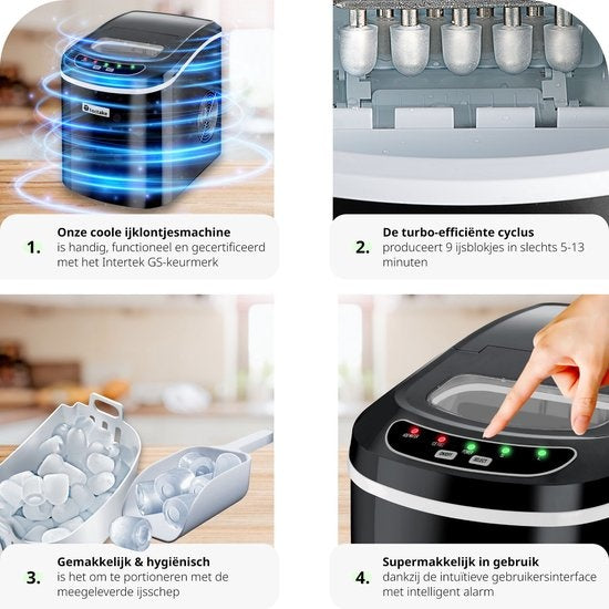 Tectake Machine à glaçons noire 400476