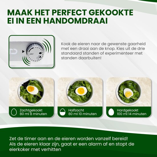 TTD® Smart Egg Boiler Electric with Timer - Convient pour 1 à 6 oeufs - à la coque, à la molle ou semi-molle - Egg timer - Egg Boiler Electric - Comprend un coquetier et un gobelet gradué