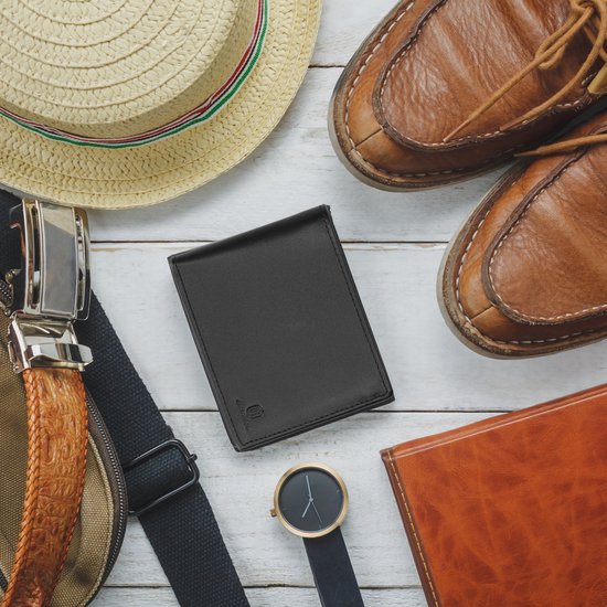 Portefeuille en cuir Castagnola - Portefeuille pour hommes avec porte-cartes - sans monnayeur - 12 cartes et 2 pochettes pour billets - anti-skimming et anti-piratage