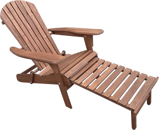 Chaise AXI Alexa Adirondack Coffee – Avec repose-pieds - Chaise de détente en bois avec accoudoirs – Pliable - Dossier haut - Chaise de jardin – 147 x 78,5 x 89 cm – 100 % bois de pruche certifié FSC
