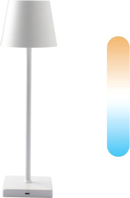 BREND BR-2228 Lampe de table sans fil pour l'intérieur et l'extérieur - Lampe décorative et graduable - Éclairage rechargeable avec 3 niveaux de lumière - IP44 - Blanc