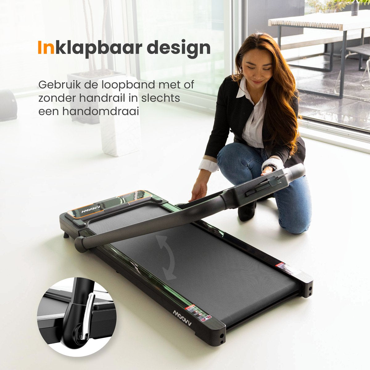 Moovv Tapis de course Smartstep Pro V3 - 1-12 km/h - pliable - pour la maison - 124 x 54 x 105 cm - noir