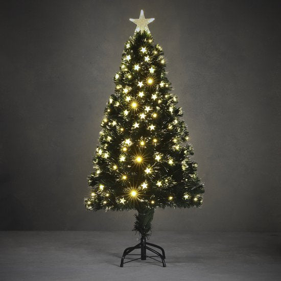 Luca Lighting Arbre de Noël artificiel Mercure avec éclairage LED en fibre optique - H150 x Ø65 cm - Vert