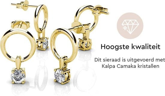 Yolora Boucles d'oreilles avec cristaux Kalpa Camaka - Couleur or - Plaqué or jaune 18K - Boucles d'oreilles femme - Clous d'oreilles - Bijoux - Boîte cadeau de luxe - Boîte cadeau - Boîte cadeau exclusive - Magnifique emballage cadeau