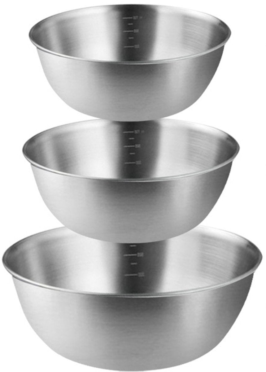 Lot de 3 bols en acier inoxydable - 1,2 L, 1,8 L et 2,5 L - Acier inoxydable 304 - Empilables - Lavables au lave-vaisselle