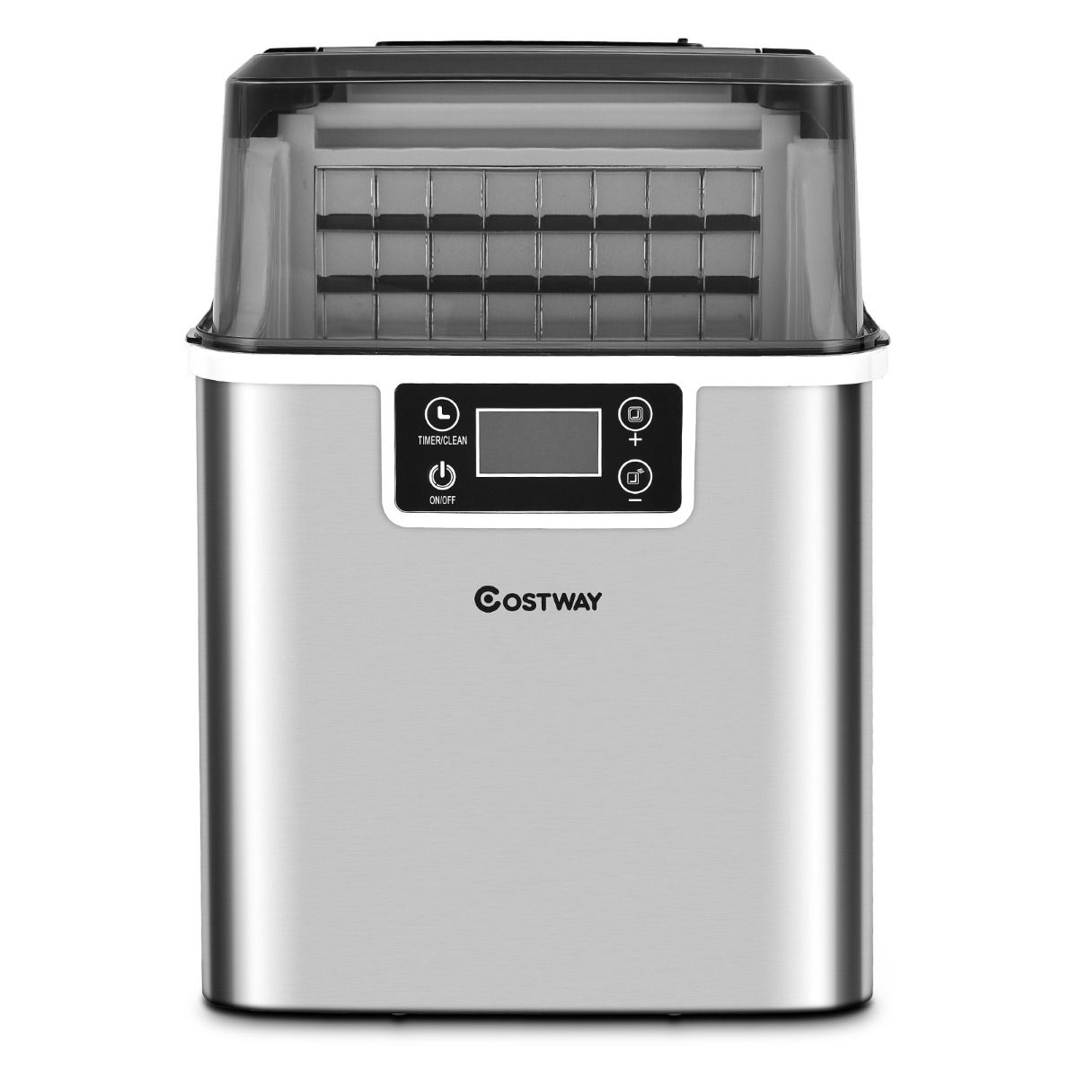 Coast Countertop Ice Maker - 26x36x38 cm - Silver - Machine à glaçons électrique avec auto-nettoyage, 18KG/24h, 24 glaçons carrés par 15 min