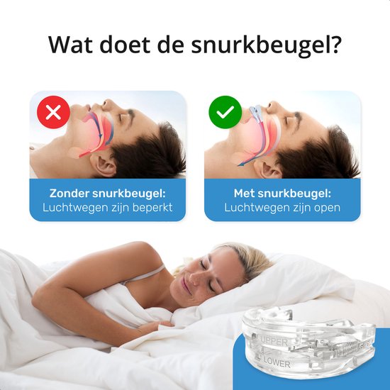 Airmaster Anti Snore Brace - Ajustable - Produits pour le sommeil - Écartement nasal - Protecteur de dentier - Ronflement - Bit - Transparent sans BPA