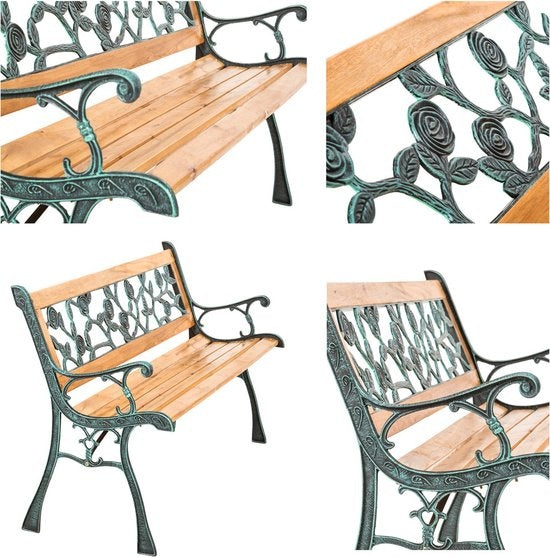 tectake® - Banc de jardin - bois/fonte - 124x52x74 cm - 401424