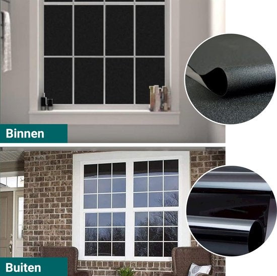 Homewell Tissu occultant 60x200cm - Film occultant pour fenêtre - Anti-Incidence, Isolation et Protection Solaire - Réutilisable - Statique - Noir