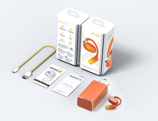 OpenRock - X Orange - Casque sans fil à oreilles ouvertes - Bluetooth - Grande autonomie - Réduction du bruit - sans fil - Technologie TubeBass™