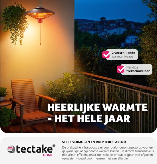 tectake® - Chauffage infrarouge suspendu - chauffage de plafond - chauffage infrarouge extérieur et intérieur - chauffage électrique - chauffage de plafond pour terrasse