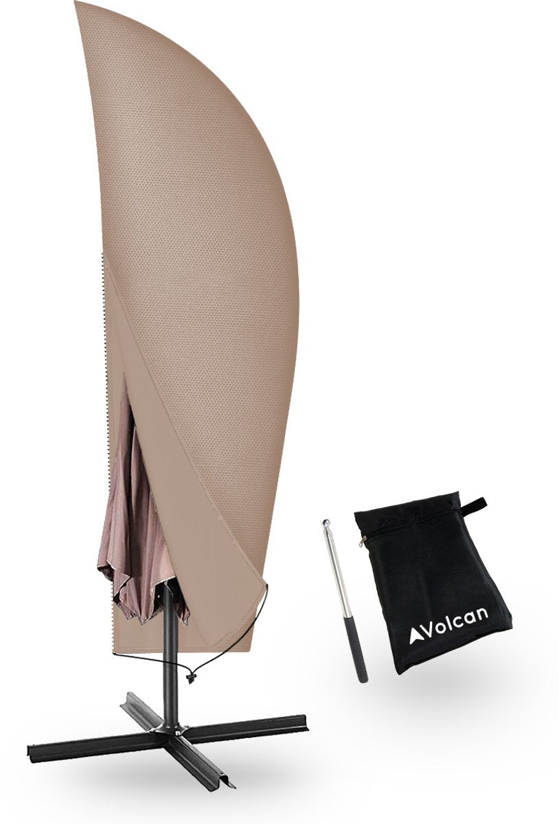 Volcan Housse pour parasol flottant - Sans mât - Imperméable - Oxford 420D - Avec fermeture éclair et cordon de serrage - Jusqu'à 400cm - Taupe