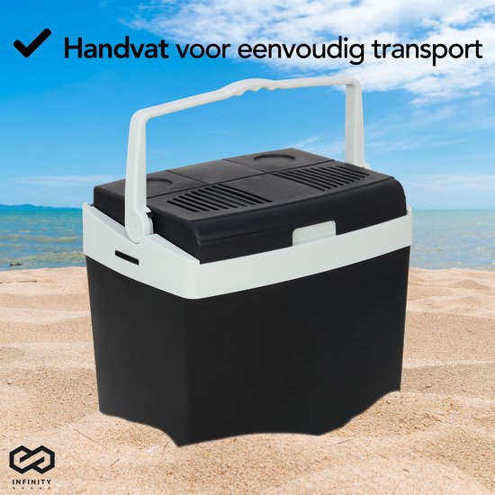 Infinity Goods Glacière électrique - 25L - Glacière - 12V et 230V - Frigobox - Refroidir et chauffer - Noir