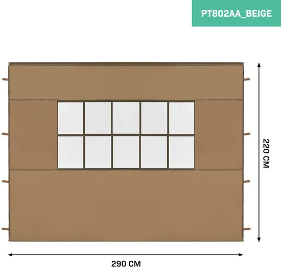 VONROC Jeu de parois latérales - Pour tente de réception Premium PT501XX - Imperméable - Protection UV 50+ - Beige