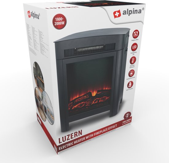 alpina Cheminée électrique Lucerne - avec effet de flamme réaliste - 1800-2000 watts