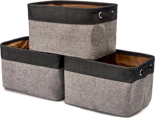 LifeGoods Panier de rangement - 3 pièces - Organiseur de placard - 20 L - Textile - Gris