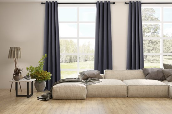 Rideau LIFA LIVING - Gris - Occultant et insonorisant - Rideaux à anneaux - 100 % polyester - 150 x 250 cm - 1 pièce