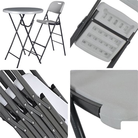Chaise pliante haute pour l'intérieur et l'extérieur, tabouret de bar, avec dossier et repose-pieds, en plastique, peu encombrante, idéale pour les événements, les fêtes et la restauration, avec structure en acier et assise résistante aux intempéries, 45