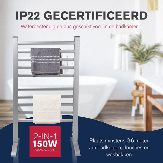 Porte-serviettes Électrique Dirt Devil - Pose Libre ou Fixation Murale - 10 Tige