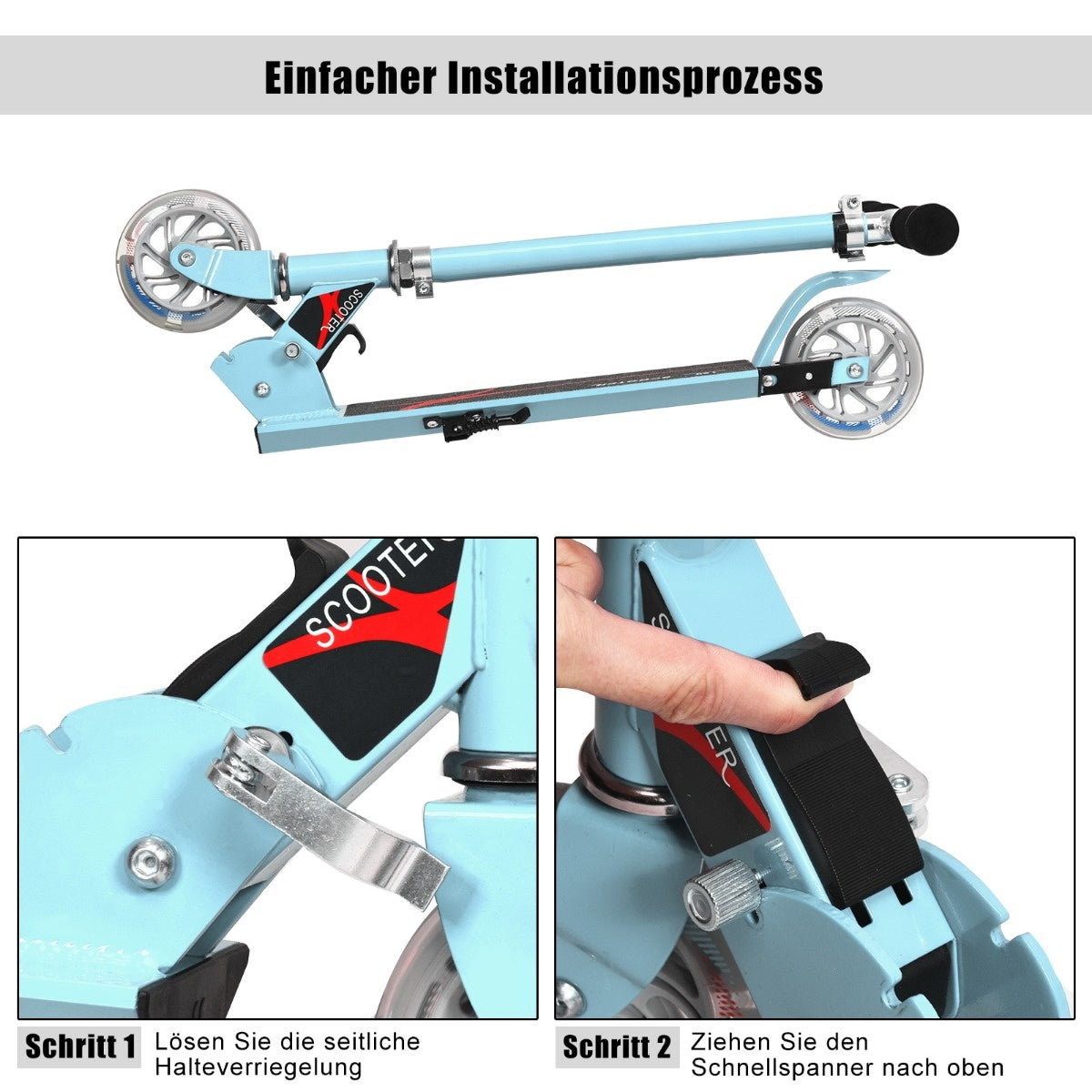 Coast Scooter Scooter réglable en hauteur pour enfants Roller pliable Kick Roller avec 2 roues bleu