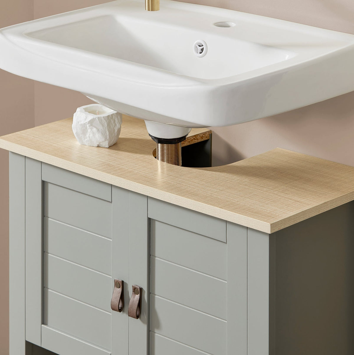 SoBuy® BZR69-HG Meuble bas pour évier - Etagère et 2 portes - 60x30x60 cm - Gris