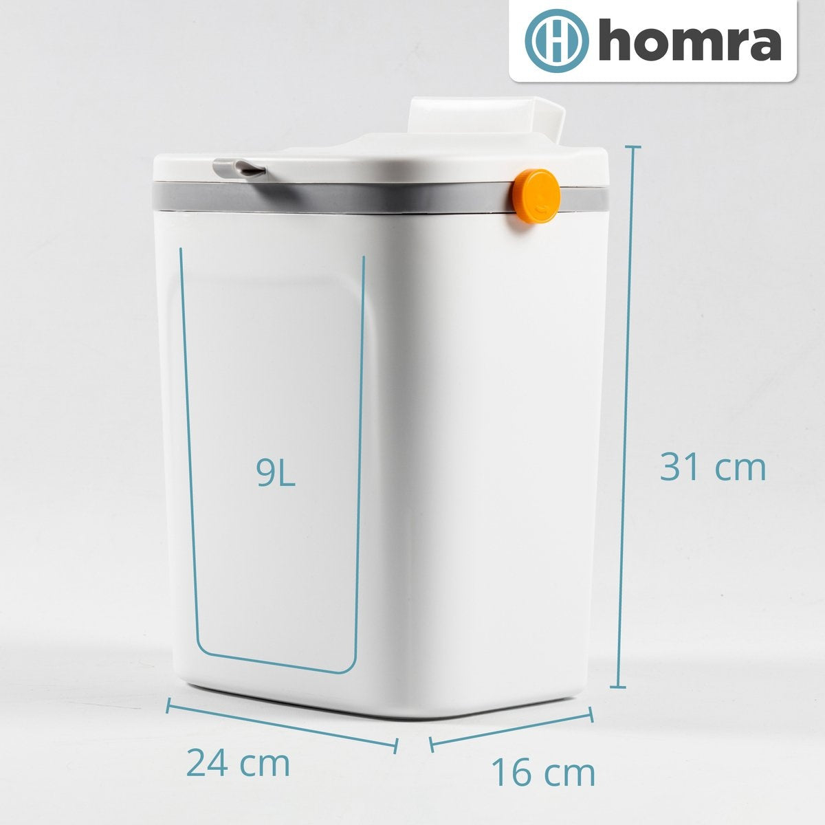 Homra GFT Waste Bin 9L - Countertop Waste Bin with Lid - Hanging Trash Bin with Loose Inner Bucket - Compost Bin 9 Liter for Vegetables and Fruit - Mini - White - Easy to hang up